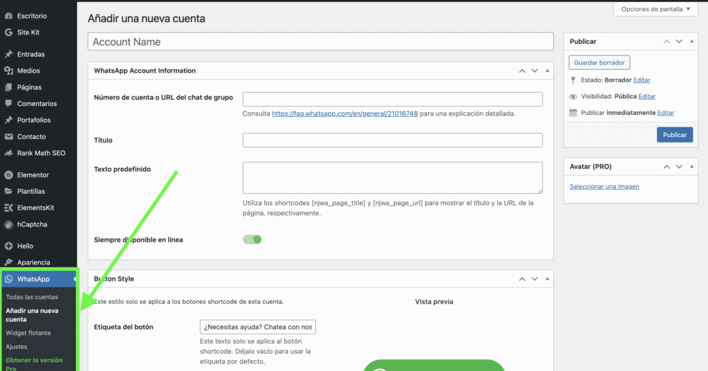 4 pasos para instalar el botón de WhatsApp flotante en WordPress 2 Instalar Plugin Wp App Chat En Wordpress